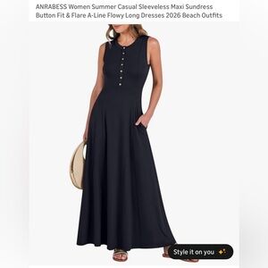 Black Sleeveless Maxi Dress, XL